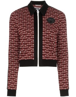 logo jacquard zip-up jacket