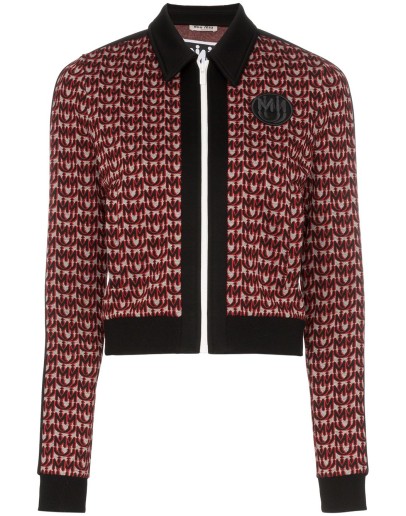 logo jacquard zip-up jacket