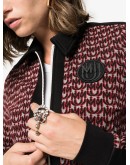 logo jacquard zip-up jacket