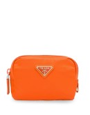 logo plaque cosmetics bag