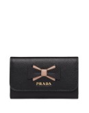 Saffiano keychain with bow