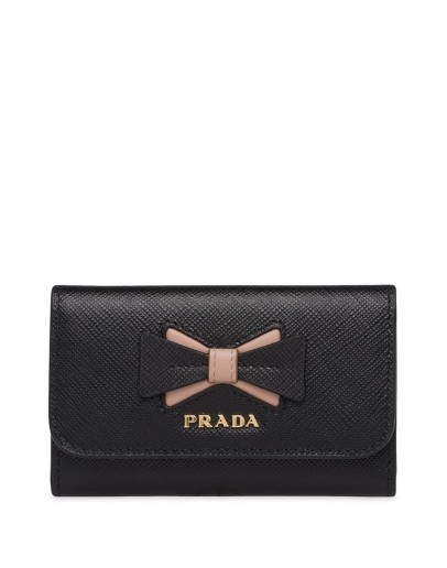 Saffiano keychain with bow