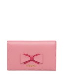 Saffiano leather card holder with bow