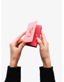 Saffiano leather card holder with bow