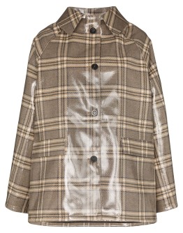 point-collar coated check coat