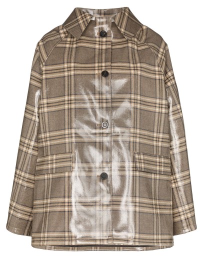 point-collar coated check coat