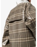 point-collar coated check coat