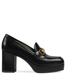 Leather platform loafer with Horsebit