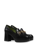 Leather platform loafer with Horsebit