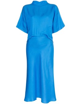 high-neck midi dress