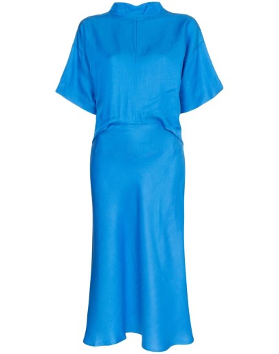 high-neck midi dress