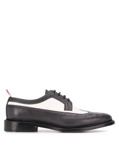 panelled pointed-toe brogues