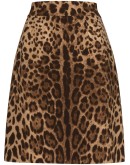 leopard-print A-line skirt