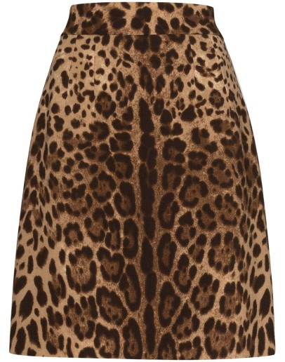 leopard-print A-line skirt