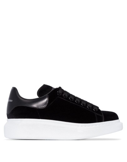 oversized-sole velvet sneakers