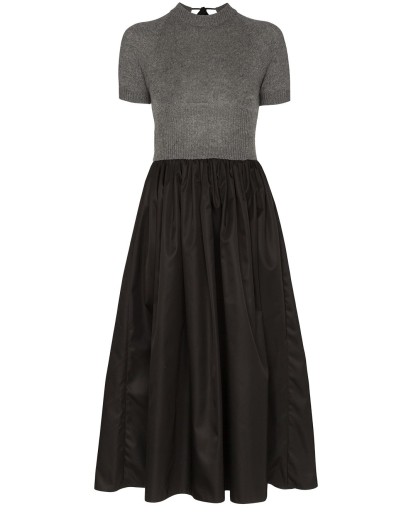 knitted top flared midi-dress