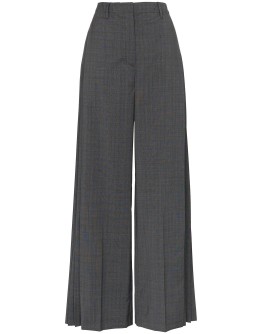 check pleated tailored trousers