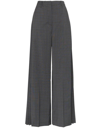 check pleated tailored trousers