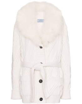 cashmere fur-trimmed cardigan