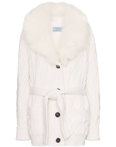 cashmere fur-trimmed cardigan
