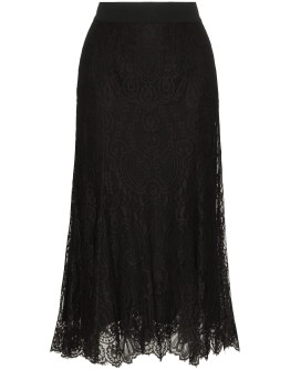 fluted lace midi skirt