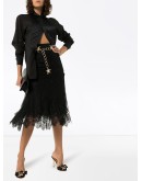 fluted lace midi skirt