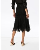 fluted lace midi skirt