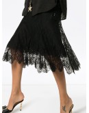 fluted lace midi skirt