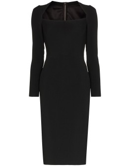scoop neck fitted midi dress