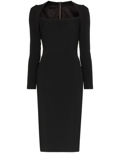 scoop neck fitted midi dress