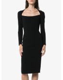 scoop neck fitted midi dress