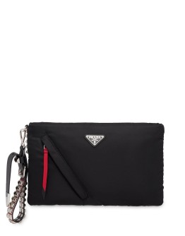 logo-embellished clutch bag 