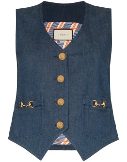 Horesbit denim waistcoat