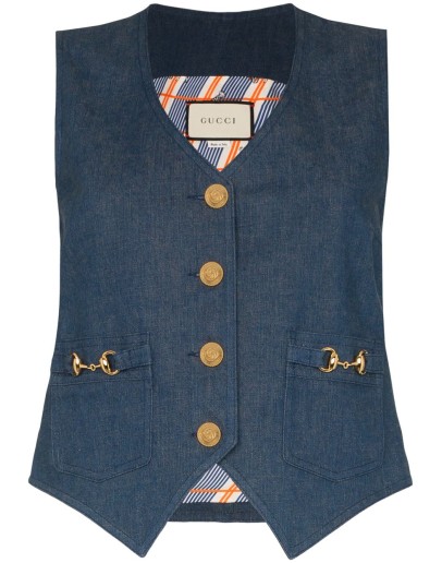 Horesbit denim waistcoat