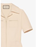 Wool silk short belted jumpsuit