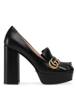 platform fringe loafers
