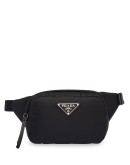 logo-plaque padded belt bag