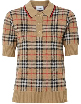 Vintage Check Merino Wool Polo Shirt