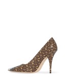 Monogram print pumps