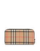Vintage Check and Leather Ziparound Wallet