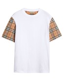 Vintage Check Sleeve Cotton T-shirt