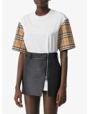 Vintage Check Sleeve Cotton T-shirt