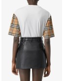 Vintage Check Sleeve Cotton T-shirt