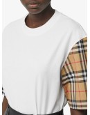 Vintage Check Sleeve Cotton T-shirt
