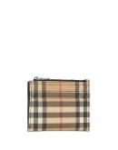 Vintage Check and Leather Zip Card Case