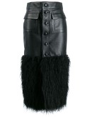 faux-feather trim fitted skirt