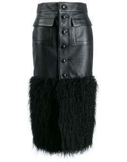 faux-feather trim fitted skirt