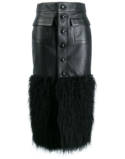 faux-feather trim fitted skirt
