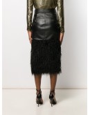 faux-feather trim fitted skirt