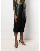 faux-feather trim fitted skirt